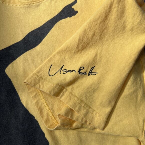 Usain Bolt Official T-Shirt Large Yellow Black Silhouette Jamaica Running Track - Picture 3 of 6